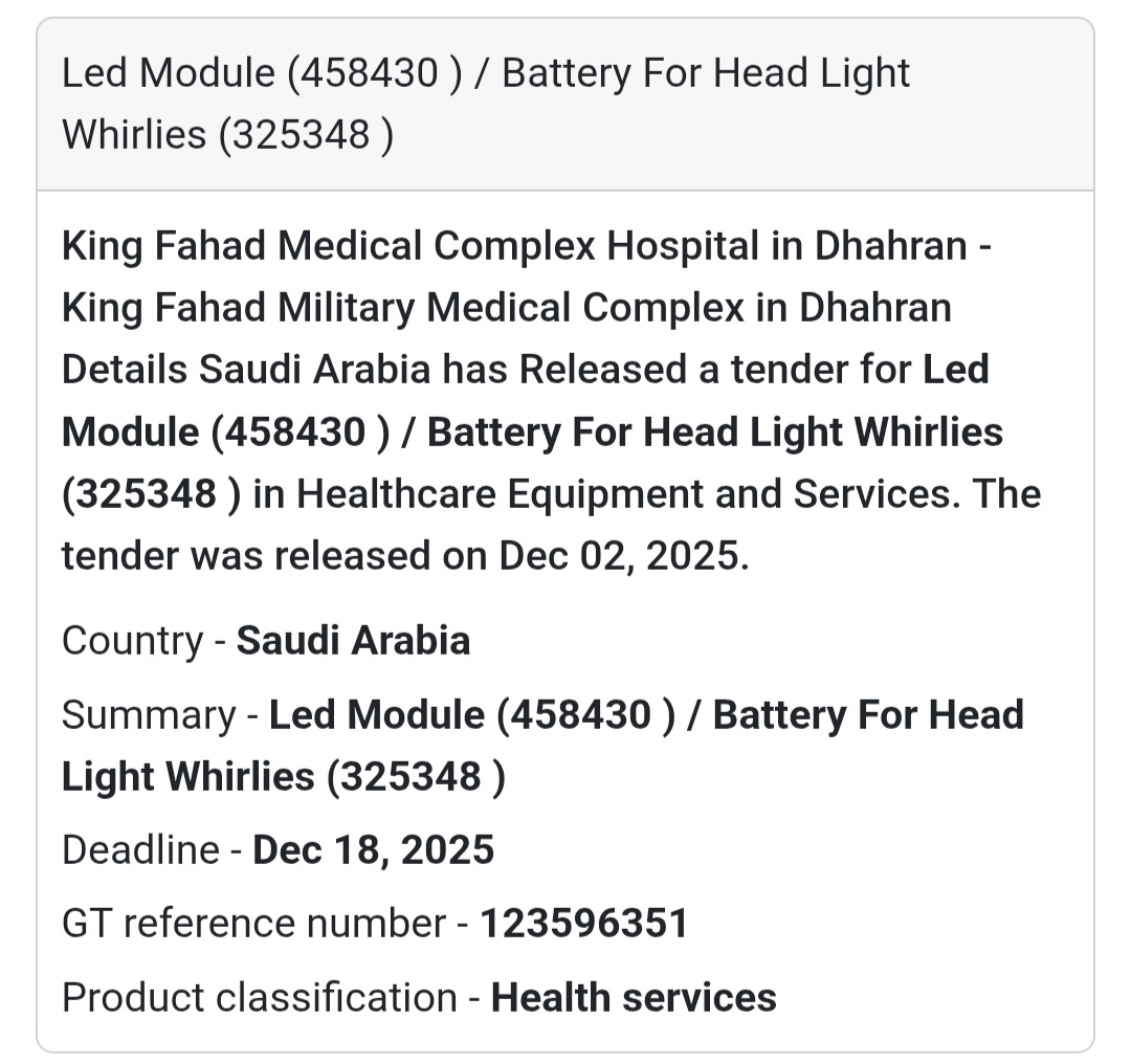 📢 New Tender Alert – Saudi Arabia
