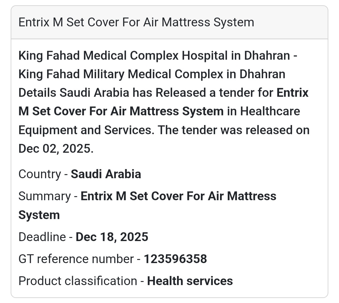 📢 New Tender Alert – Saudi Arabia