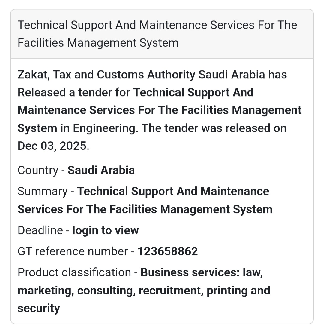 📢 New Tender Alert – Saudi Arabia