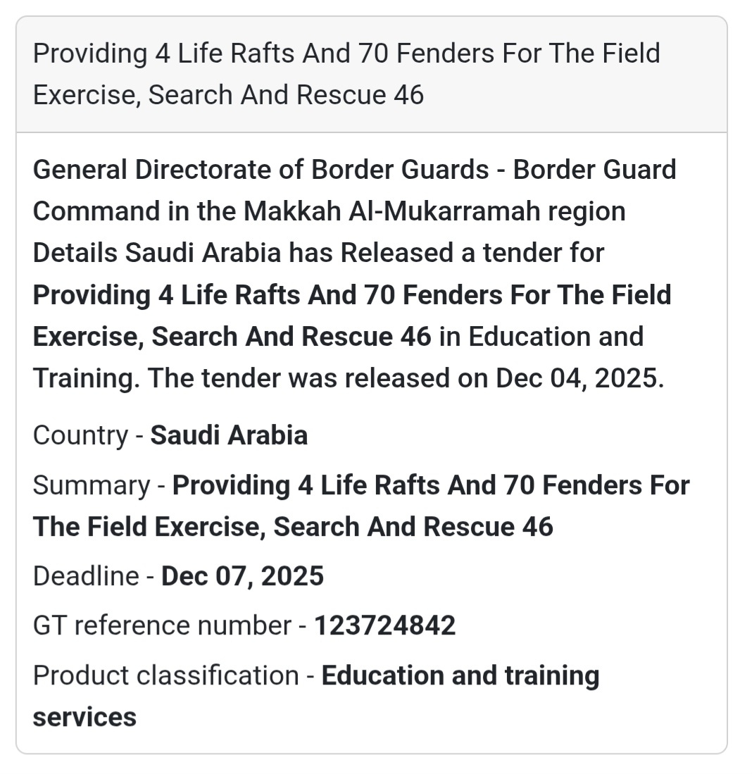 🚨 New Tender Alert – Saudi Arabia 🌍