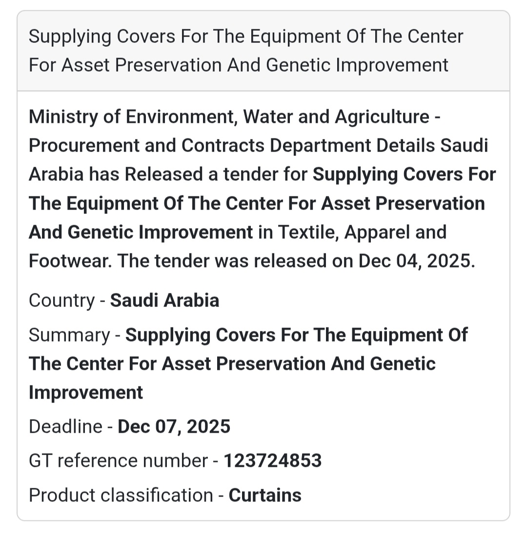 🚨 New Tender Alert – Saudi Arabia 🌍