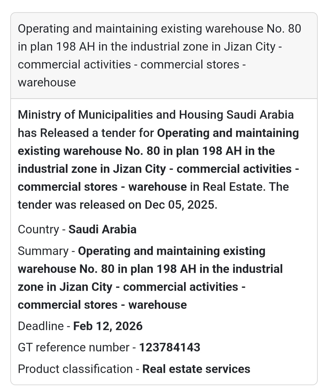 🚨 New Tender Alert – Saudi Arabia 🌍