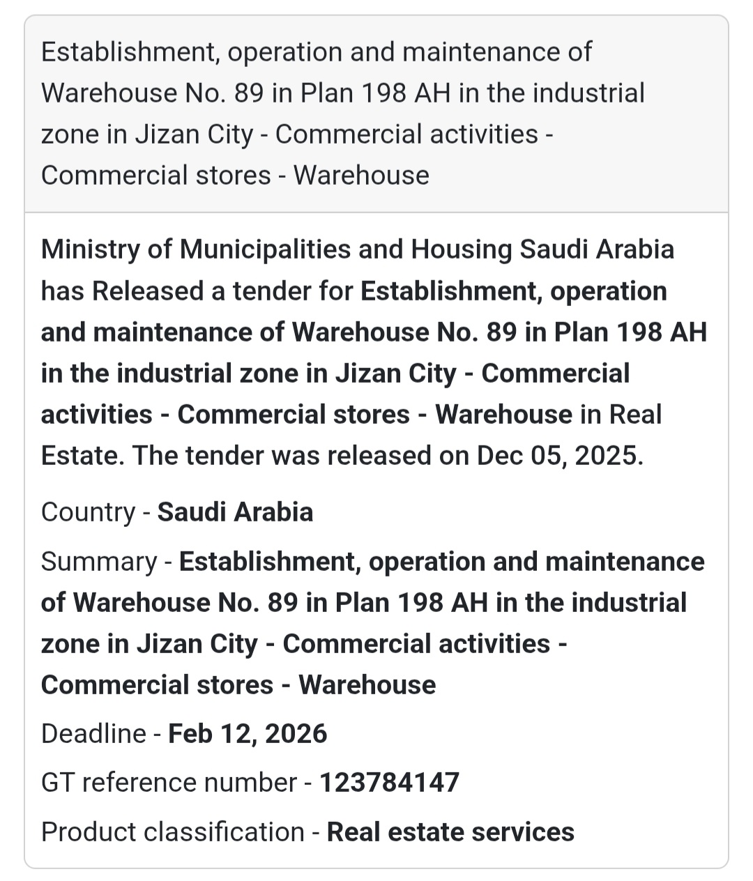 🚨 New Tender Alert – Saudi Arabia 🌍