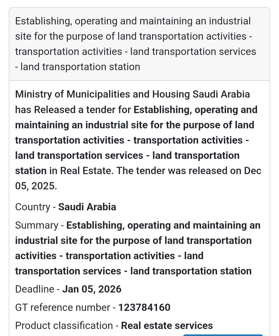 🚨 New Tender Alert – Saudi Arabia 🌍