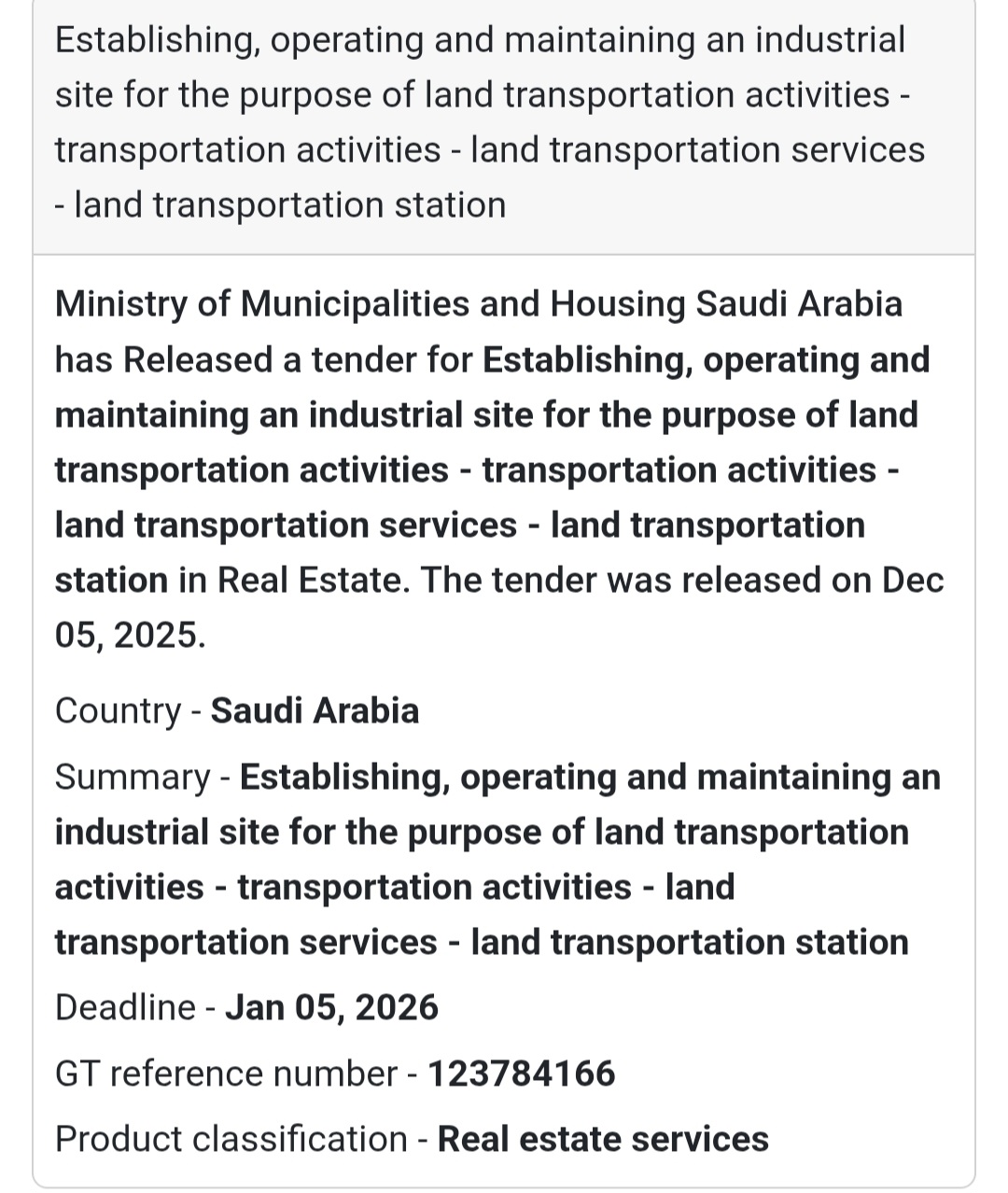 🚨 New Tender Alert – Saudi Arabia 🌍