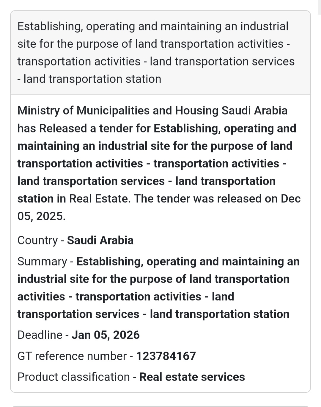 🚨 New Tender Alert – Saudi Arabia 🌍