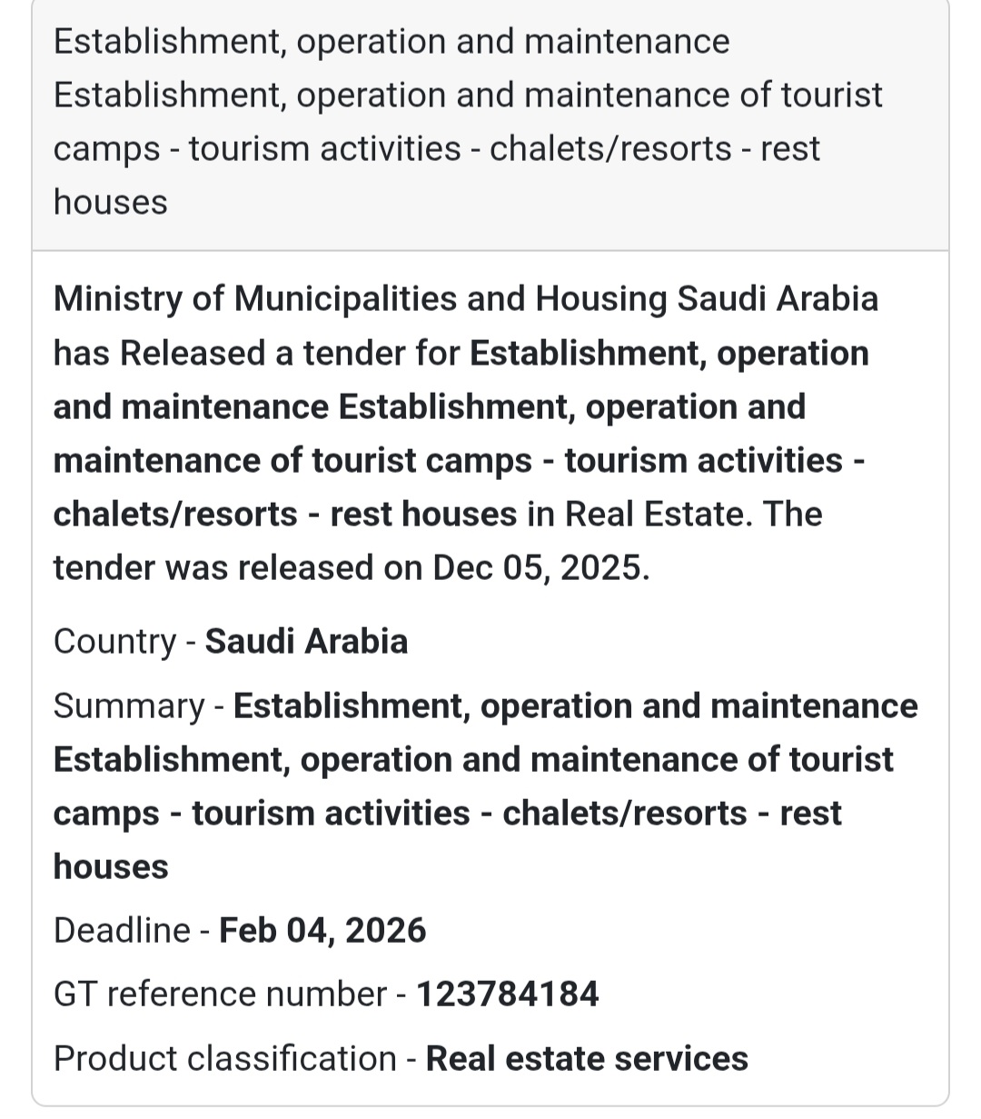 🚨 New Tender Alert – Saudi Arabia 🌍