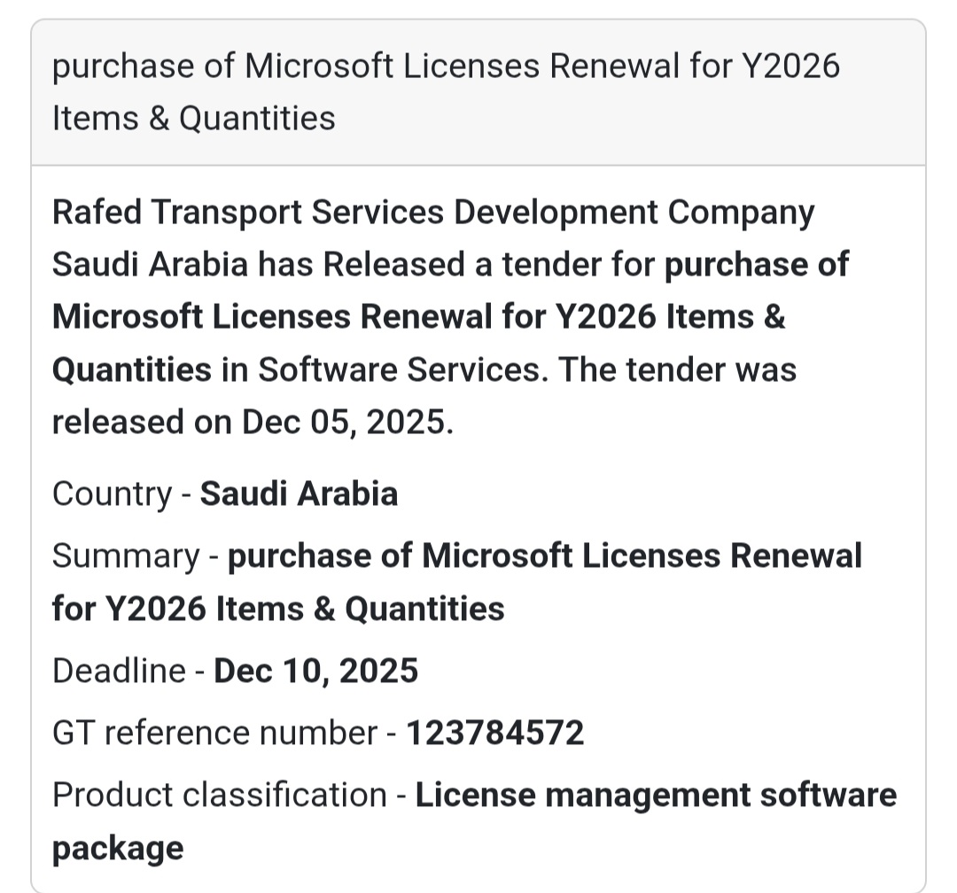 🚨 New Tender Alert – Saudi Arabia 🌍