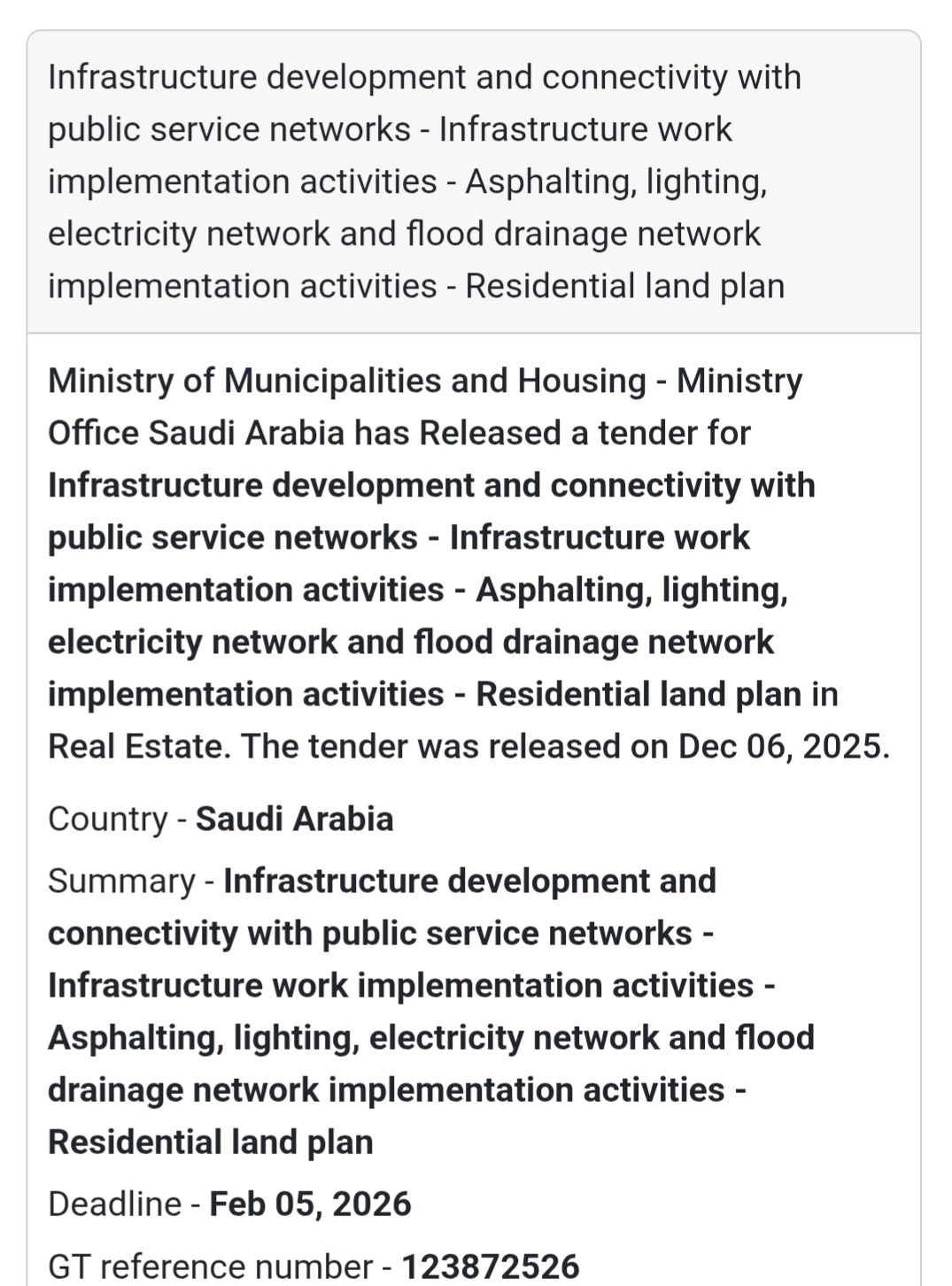 🚨 New Tender Alert – Saudi Arabia 🇸🇦