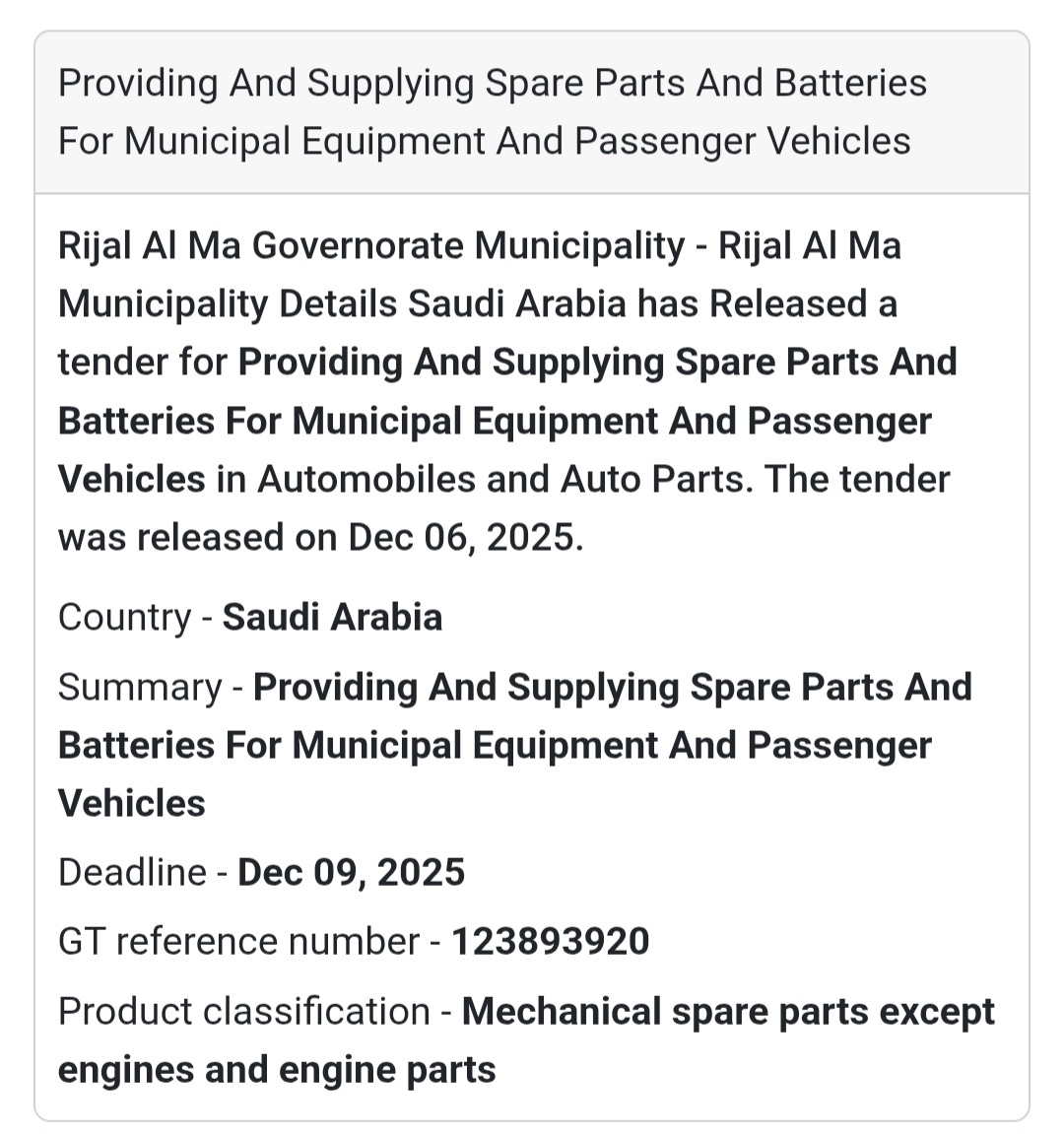 🚨 New Tender Alert – Saudi Arabia 🇸🇦
