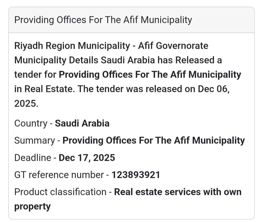 🚨 New Tender Alert – Saudi Arabia 🇸🇦