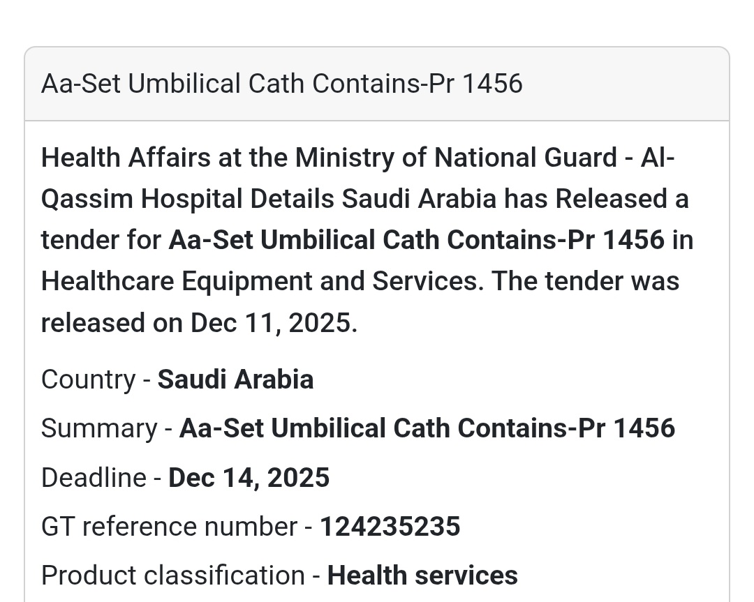 📢 New Tender Alert – Saudi Arabia