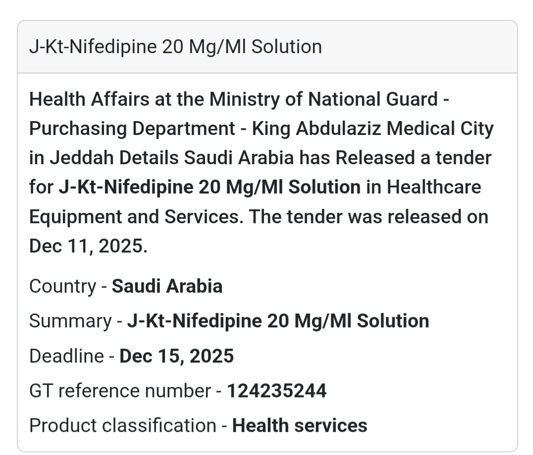 📢 New Tender Alert – Saudi Arabia