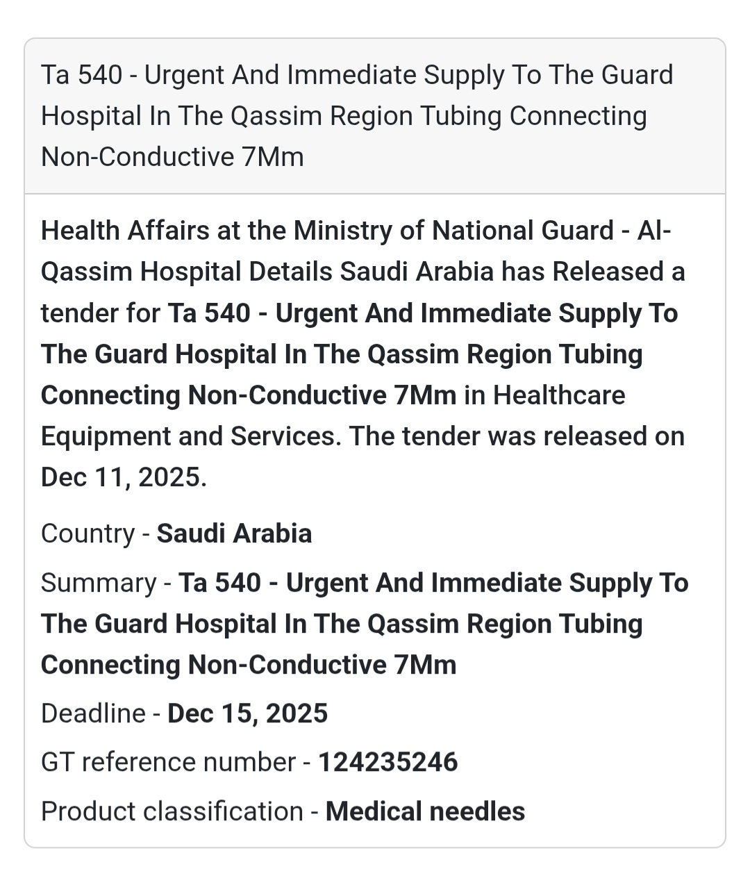 📢 New Tender Alert – Saudi Arabia