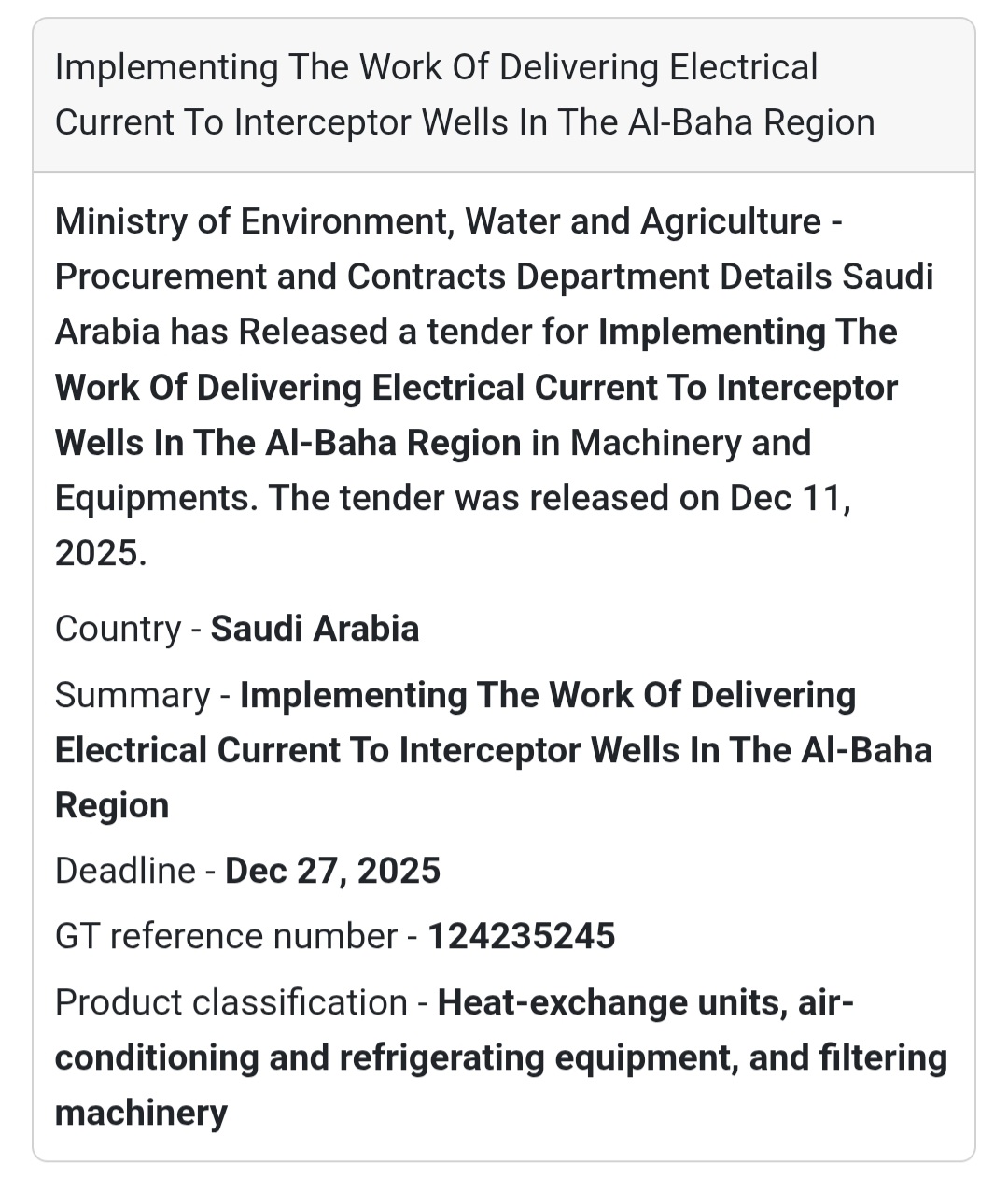 📢 New Tender Alert – Saudi Arabia