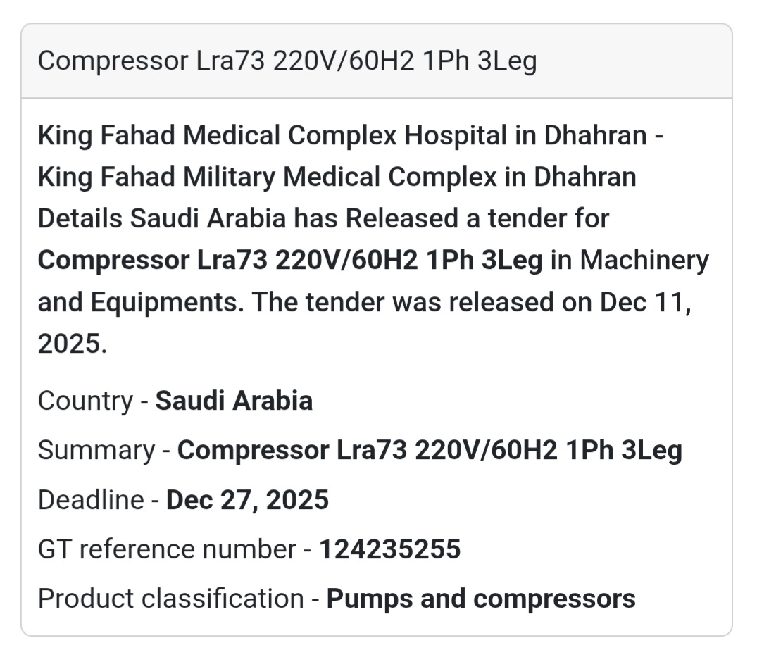 📢 New Tender Alert – Saudi Arabia
