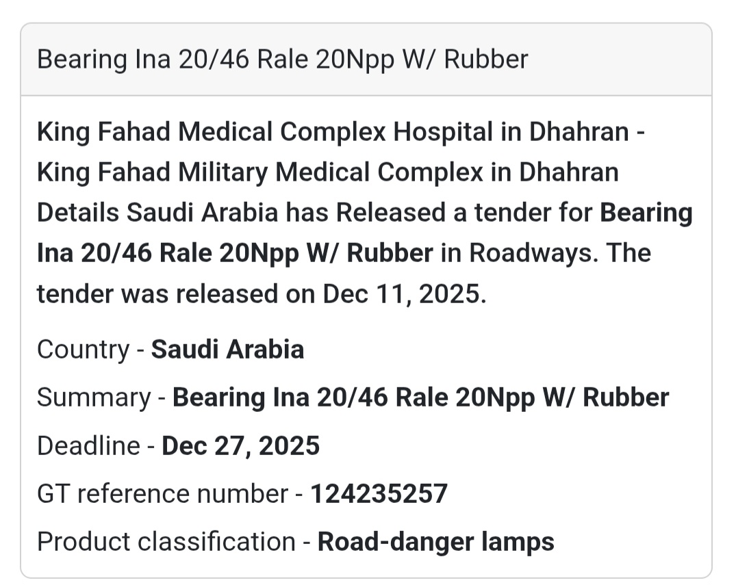 📢 New Tender Alert – Saudi Arabia