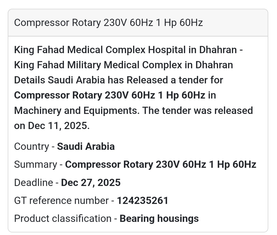 📢 New Tender Alert – Saudi Arabia
