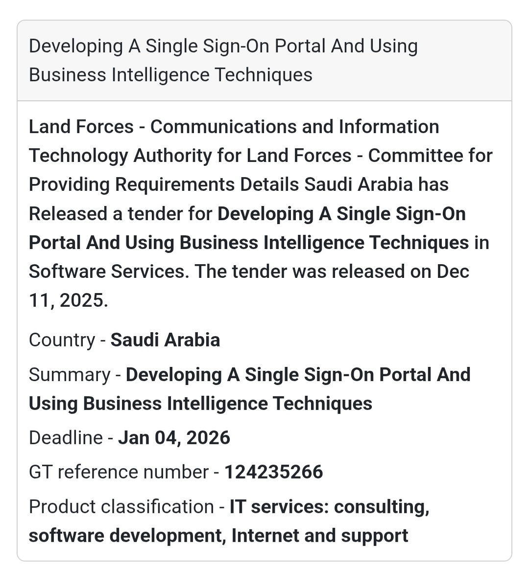📢 New Tender Alert – Saudi Arabia