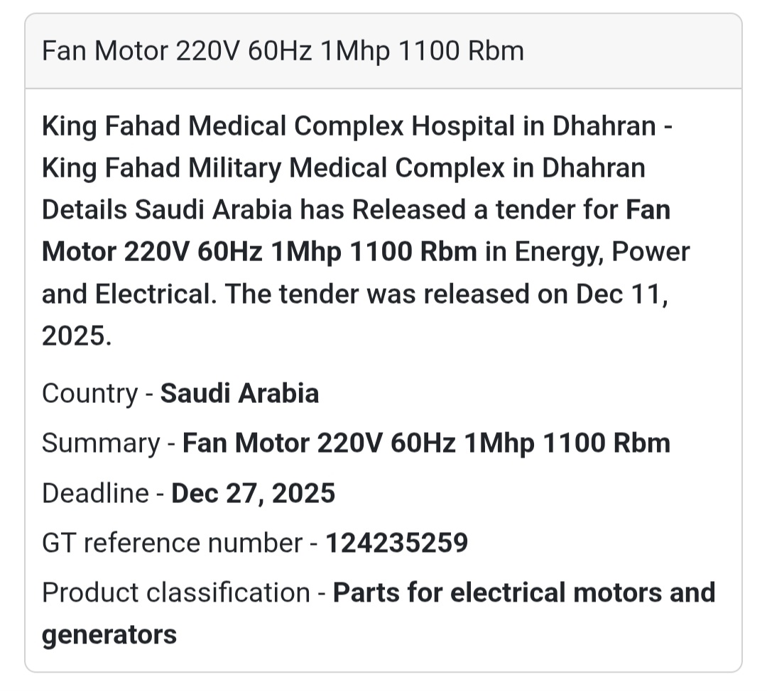📢 New Tender Alert – Saudi Arabia
