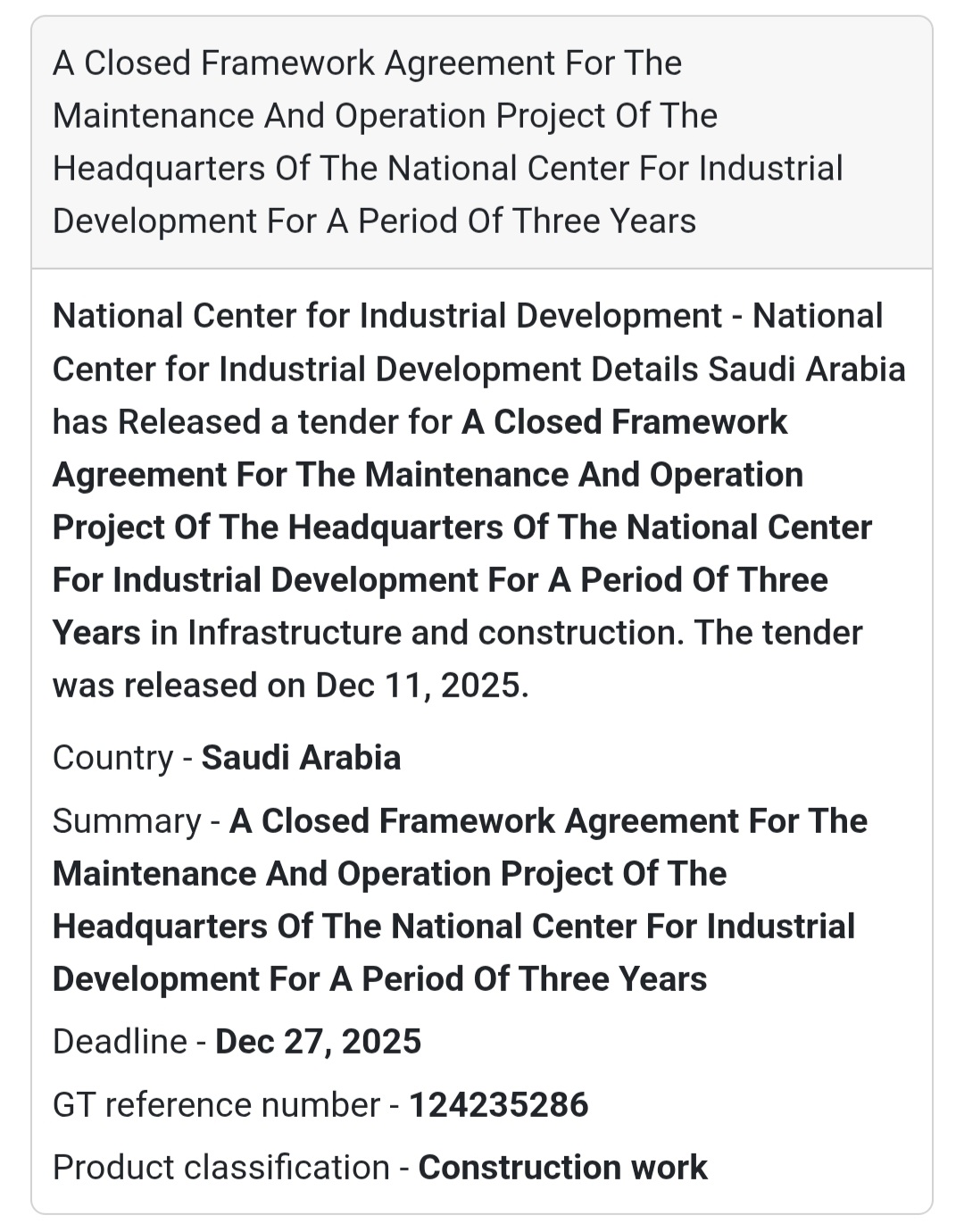 📢 New  IT Tender Alert – Saudi Arabia