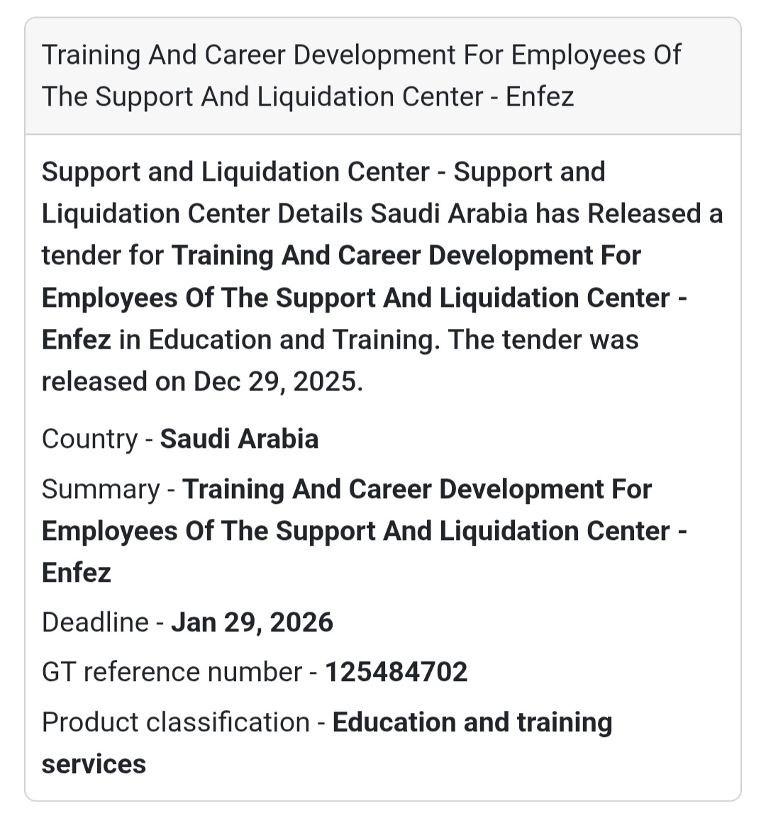 New Tender Alert: Training & Career Development in Saudi Arabia! 🇸🇦