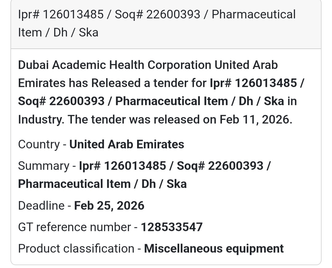 📢 New Tender Alert – UAE 🏥 Organization
