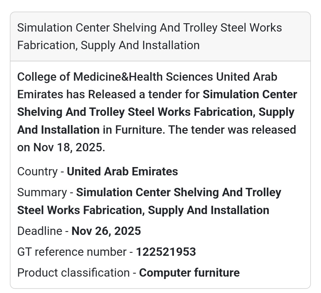 🛠️ New Tender Alert – UAE 🇦🇪