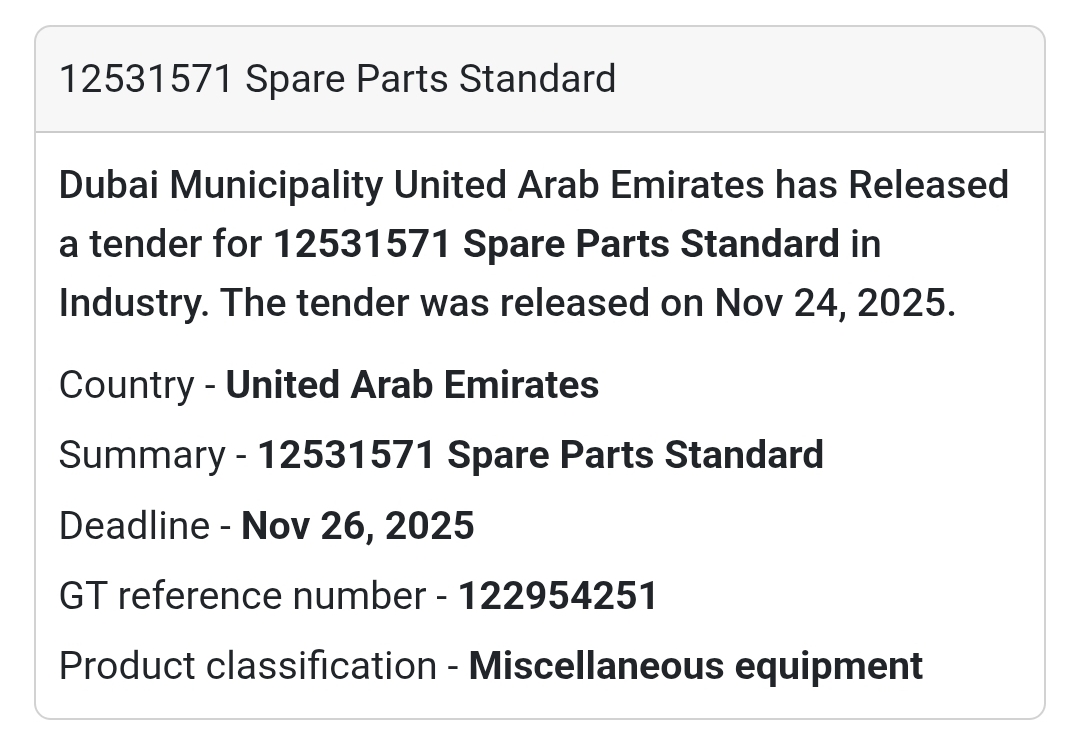 📢 New Tender Alert – UAE