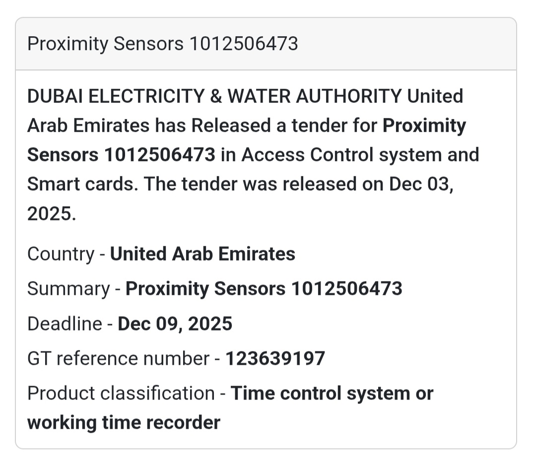 ⚡ New Tender Alert –UAE