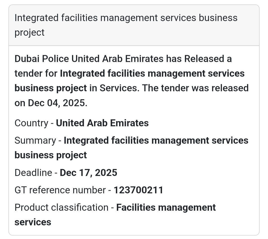🚨 New Tender Alert – UAE 🇦🇪