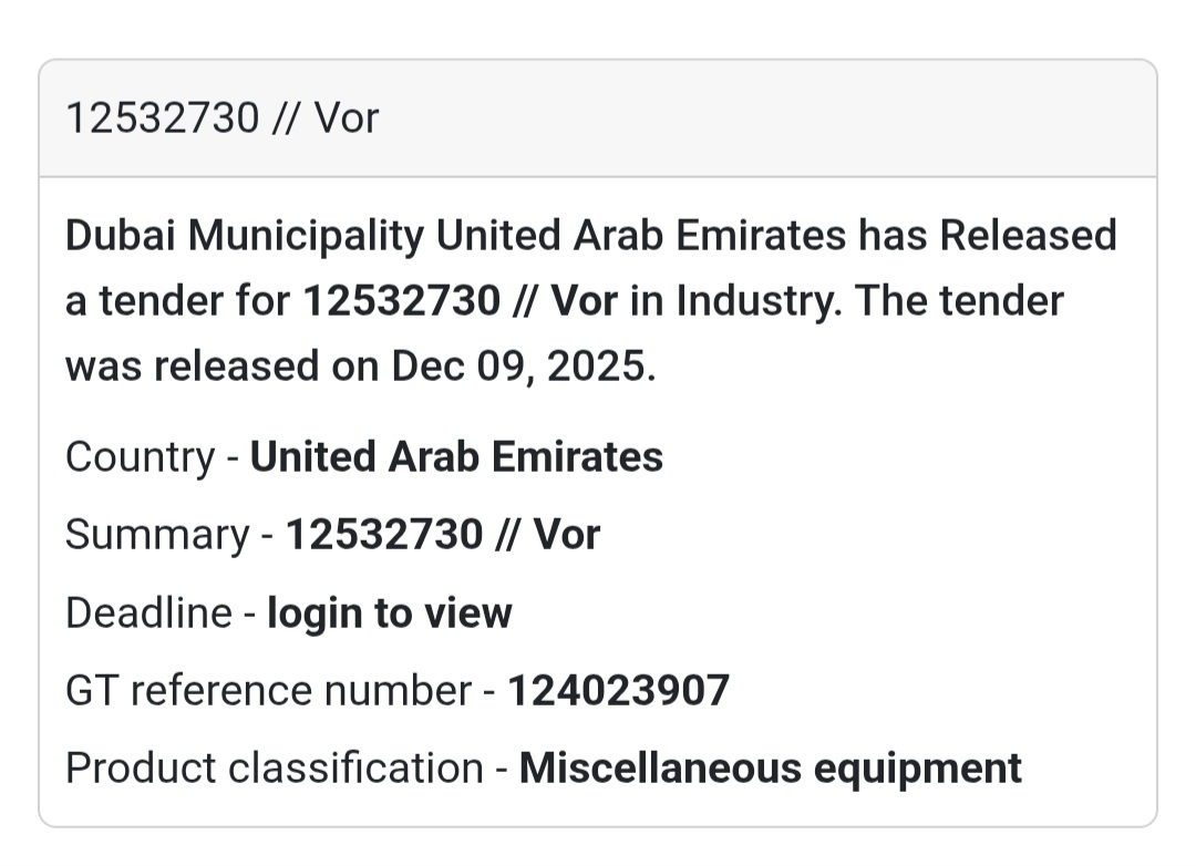 📢 New Tender Alert – UAE 🇦🇪