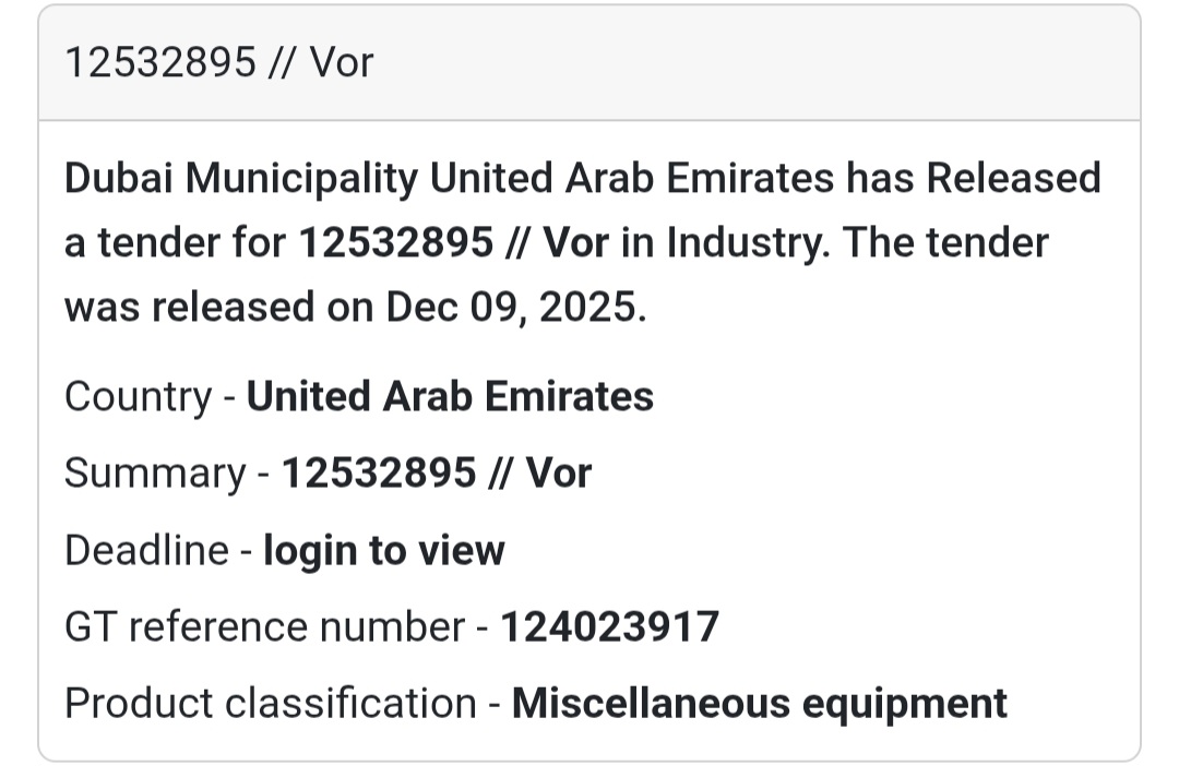 📢 New Tender Alert – UAE 🇦🇪