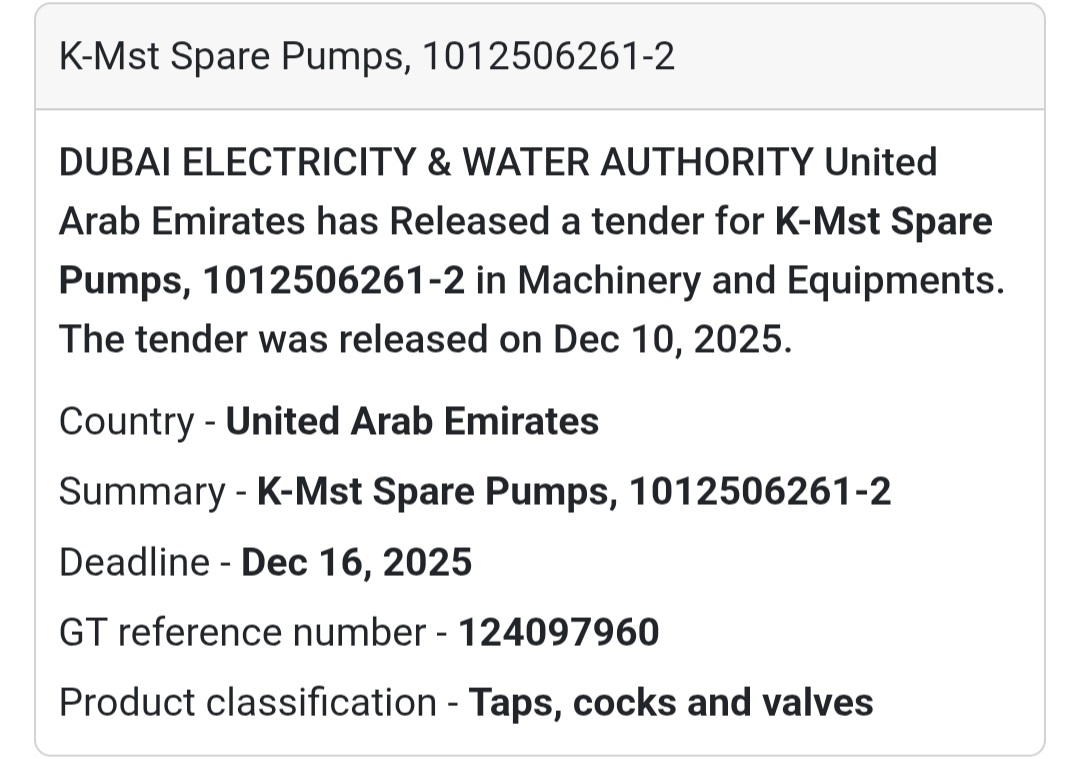 📢 New Tender Alert – UAE 🇦🇪