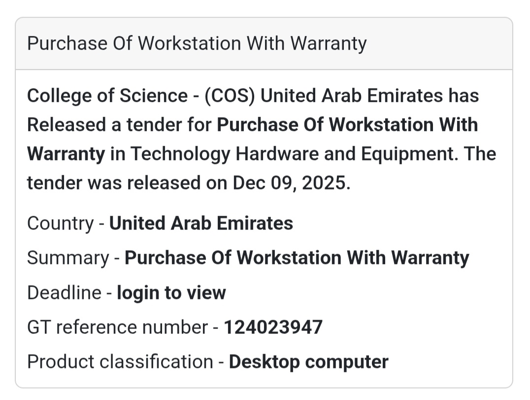 📢 New Tender Alert – UAE 🇦🇪