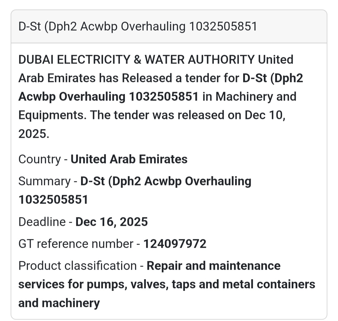 📢 New Tender Alert – UAE 🇦🇪