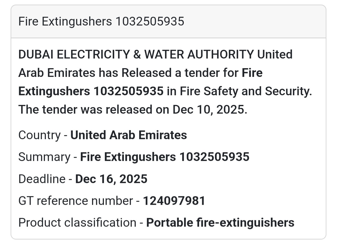 📢 New Tender Alert – UAE 🇦🇪