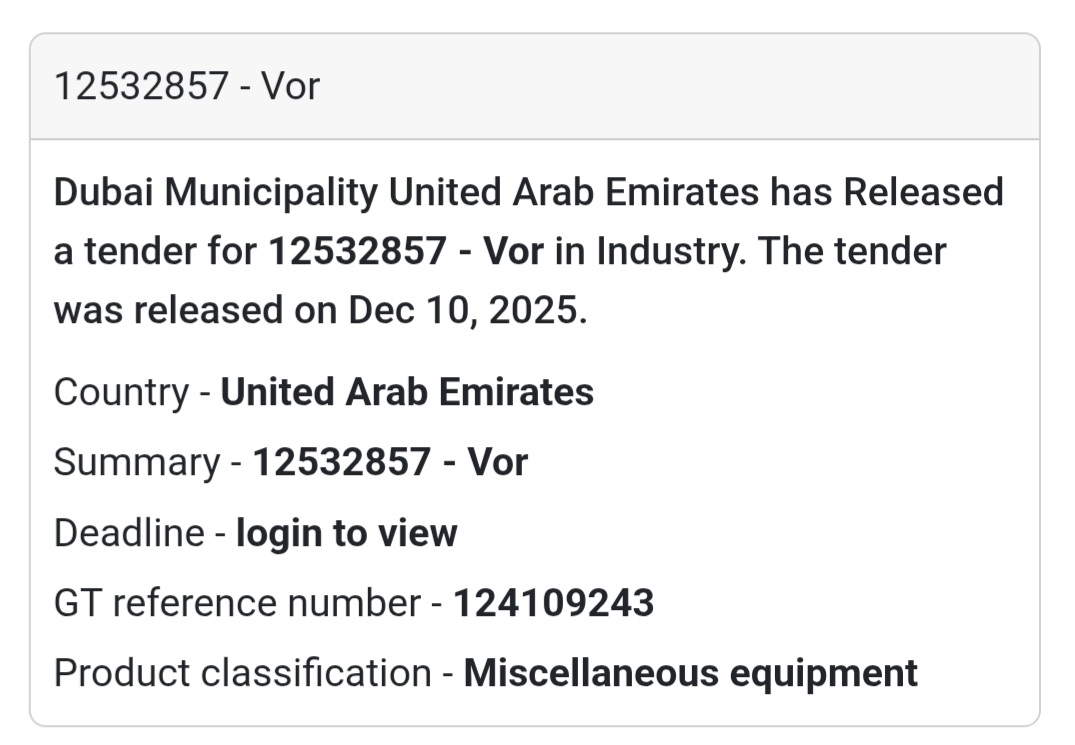 📢 New Tender Alert – UAE 🇦🇪