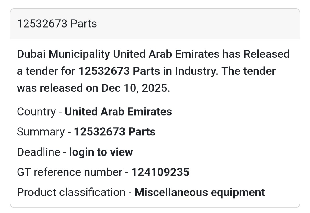 📢 New Tender Alert – UAE 🇦🇪
