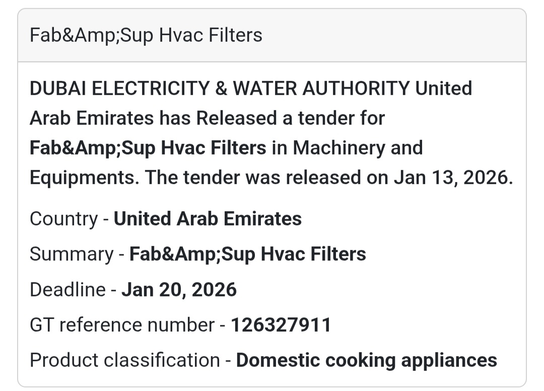 New Tender Alert! 🚨