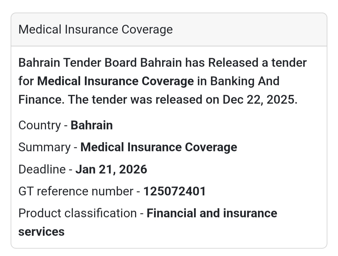 📢 New Tender Opportunity | Bahrain