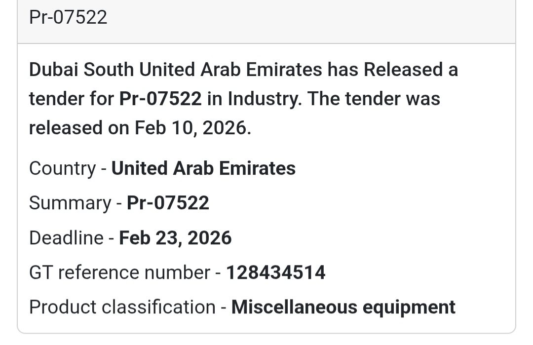 📢 New Tender Opportunity | Pr-07522