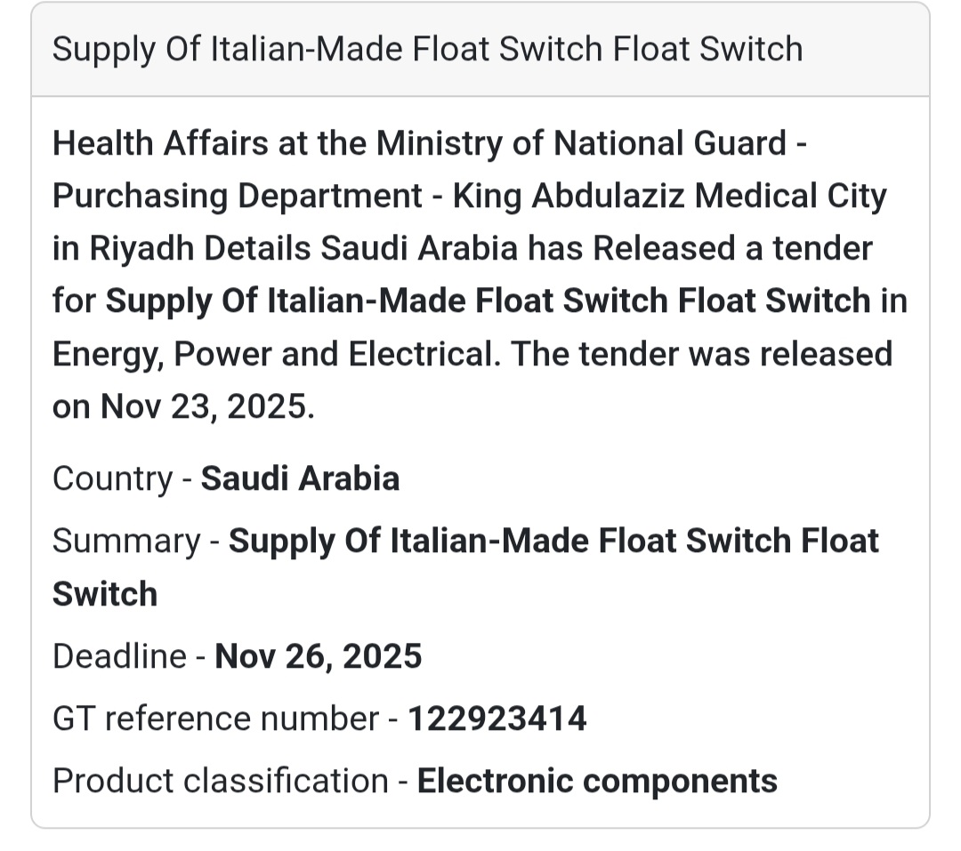 🔧 New Tender Opportunity – Saudi Arabia 🇸🇦