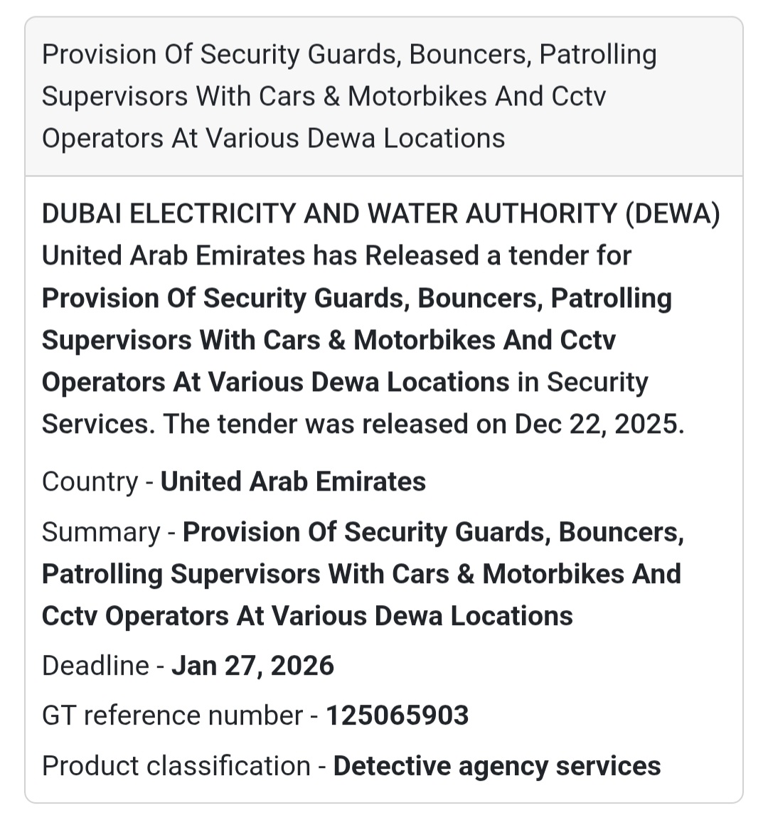 🚨 New Tender Opportunity | UAE 🇦🇪 Dubai Electricity and Water Authority (DEWA)