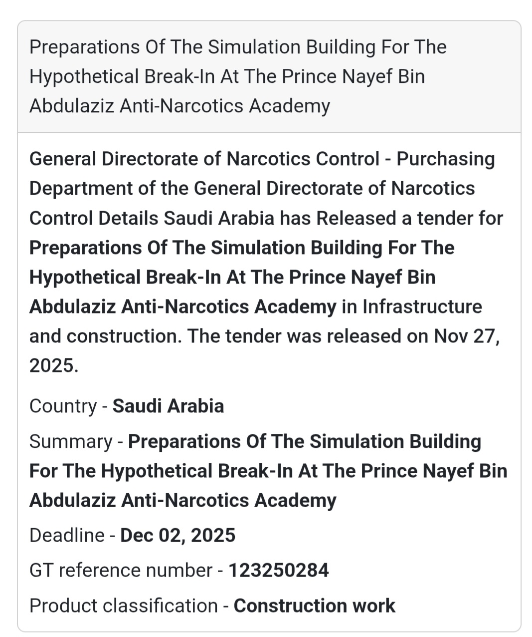 🏗️ New Tender Release – Saudi Arabia 🇸🇦