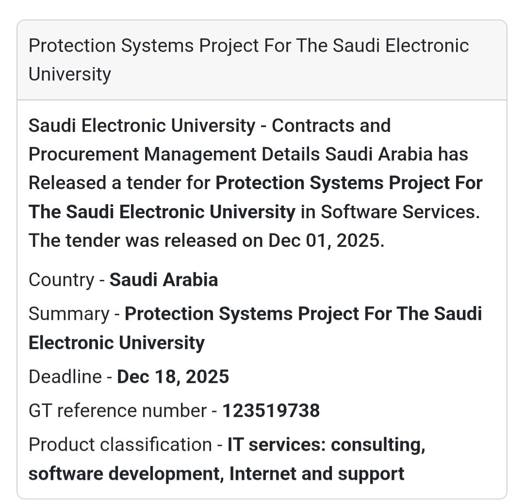 📡 New Tender – Saudi Arabia 🇸🇦
