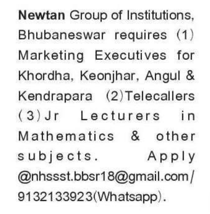🎓 Newton Group of Institutions Recruitment | 📍Bhubaneswar