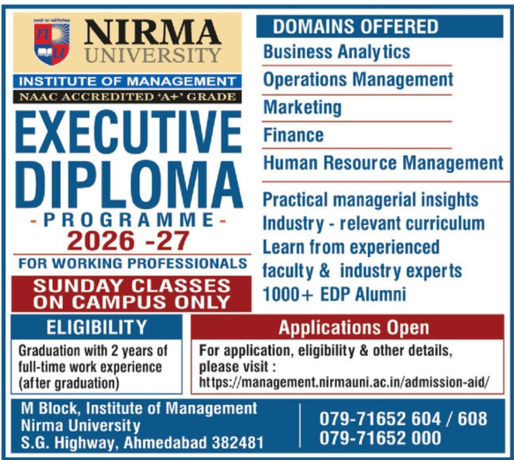 🎓 Nirma University – Executive Diploma Programme 2026–27