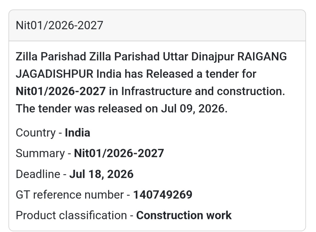 🏗️ NIT-01/2026-2027 | 📍Raiganj, Uttar Dinajpur