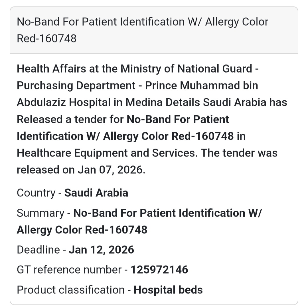 🏷️ No-Band for Patient Identification (Allergy – Red 160748)